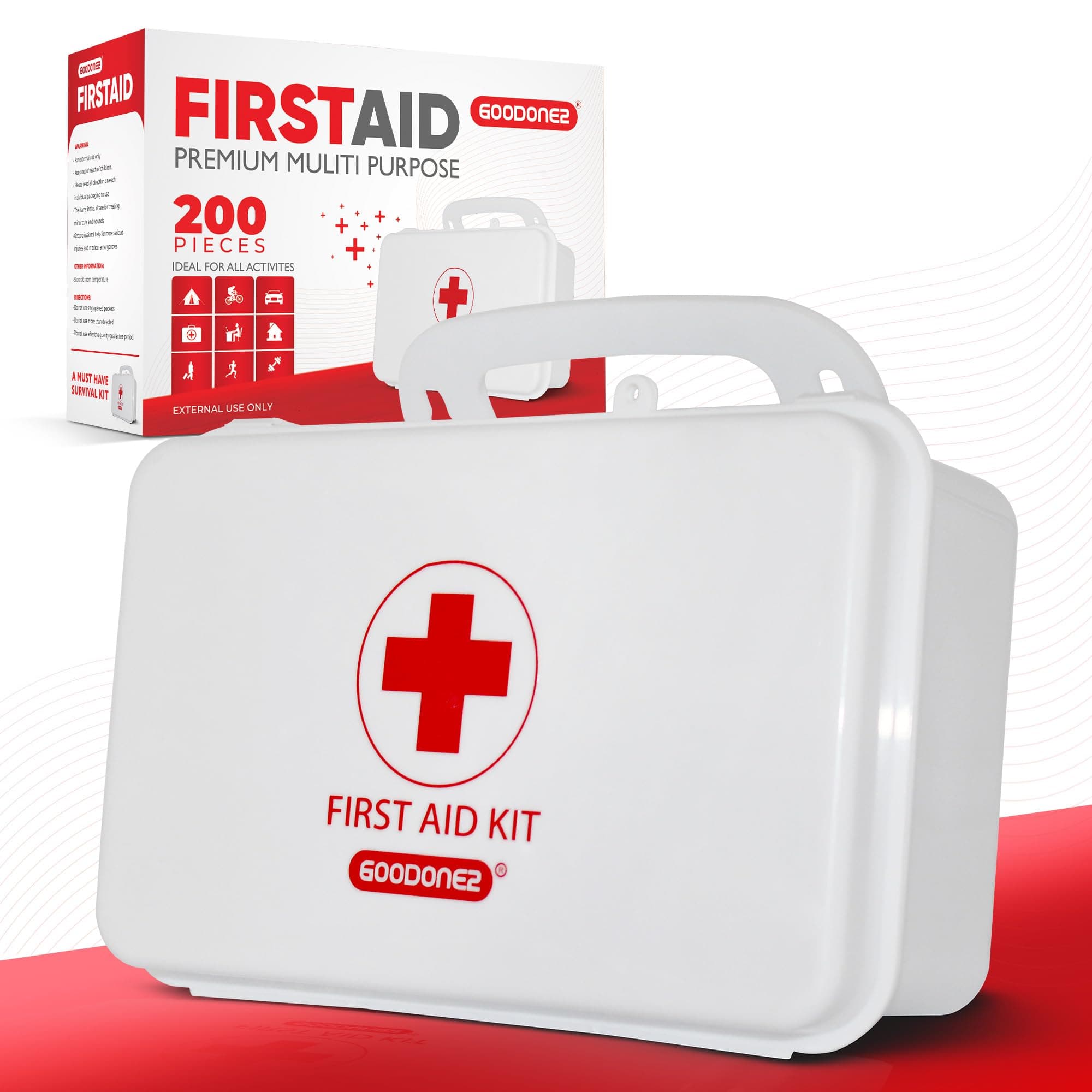 200 Pcs First Aid Kit + Survival kit for Treat, Protect Minor Cuts, Scrapes. Home, Office, Car, School, Business, Travel, Emergency, Survival, Hunting, Outdoor, Camping & Sports (200-White)