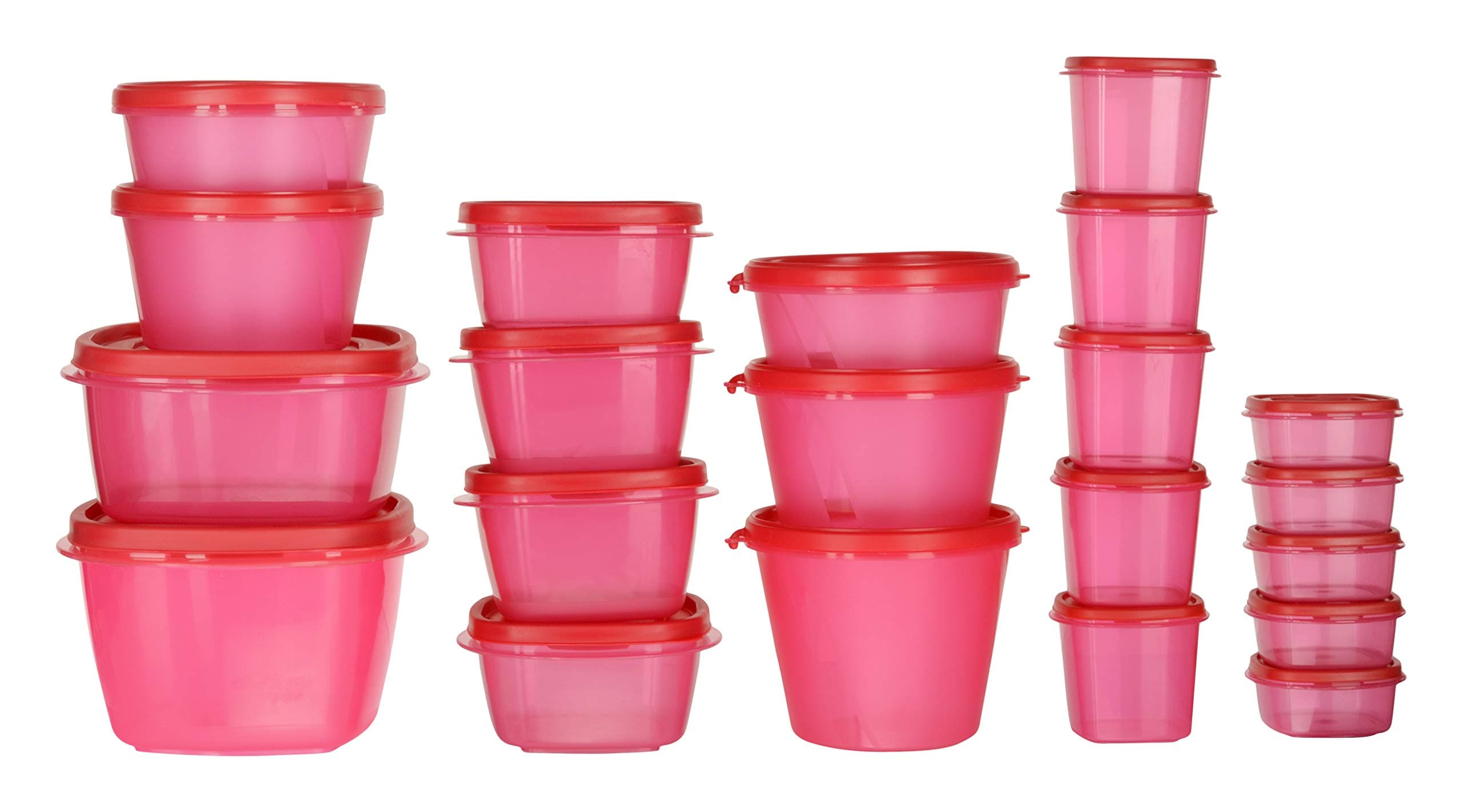 Simparte Multipurpose Grocery Container with Lid Plastic Boxes for Storage, Kitchen Organiser Rice, Dal, Sugar, Jars and Container, Stackable - 11075 ml, 12 Pieces, Pink