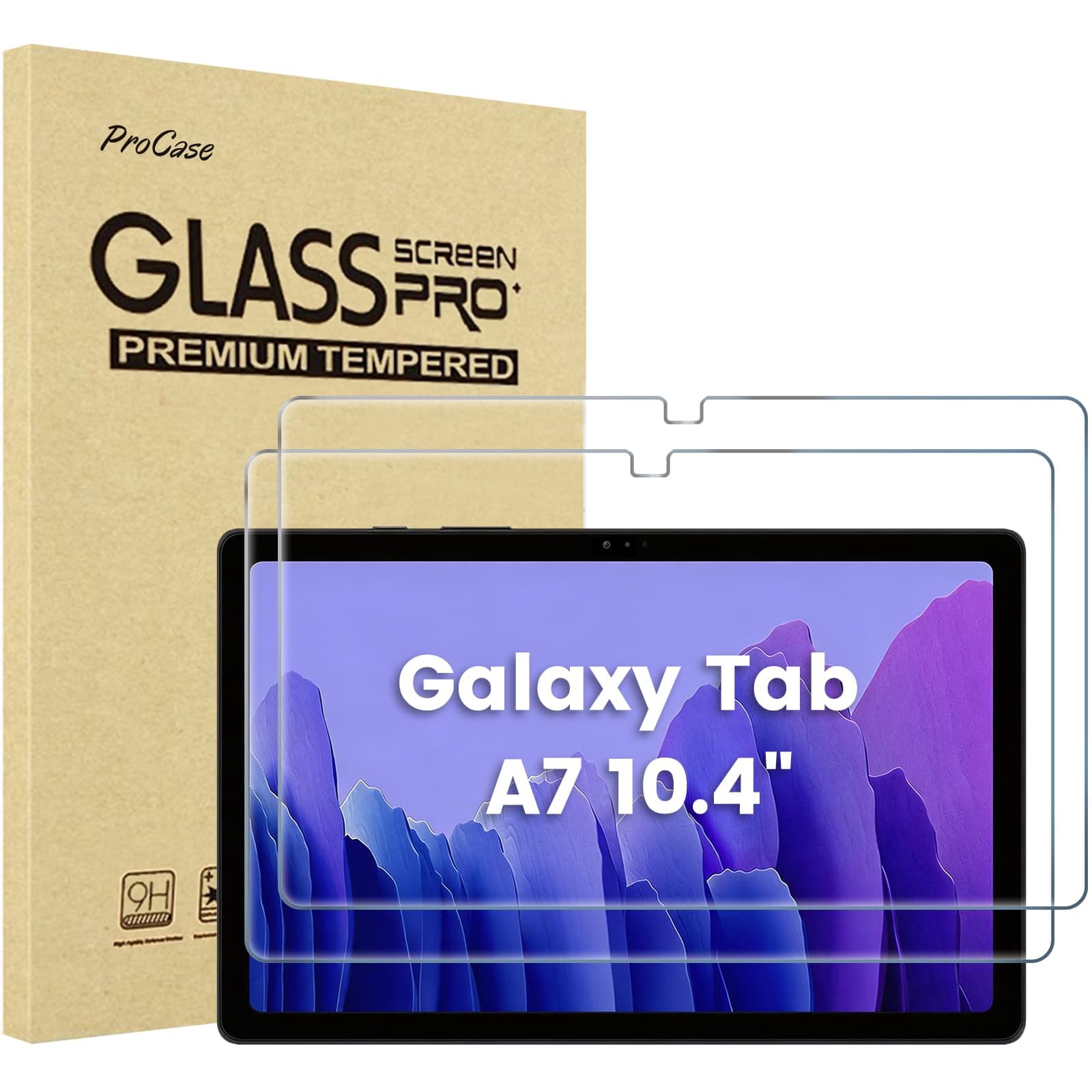 ProCase [2 Pack] Screen Protector for Galaxy Tab A7 10.4”, HD Clear 9H Hardness Tempered Glass Film Guard for Samsung Tablet SM-T500 T503 T505 T507