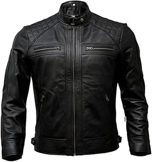 Artistry LeatherMens Genuine Leather Biker Jacket Black | Vintage Brown Distressed Lambskin Motorcycle Jackets for Men