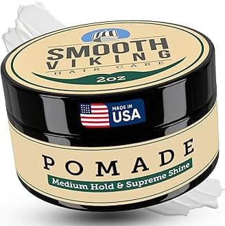 Pomade for Men - Best Hair Styling Formula for Medium Hold and High Shine - Perfect for Straight, Thick and Curly Hair - 2 OZ - Smooth Viking