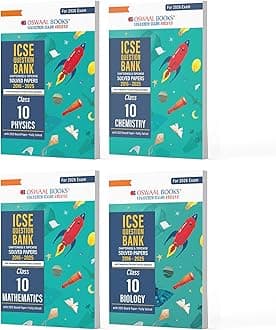 Oswaal ICSE Question Bank Chapter-wise Topic-wise Class 10 (Set of 4 Books) Physics, Chemistry, Maths and Biology For 2026 Board Exams