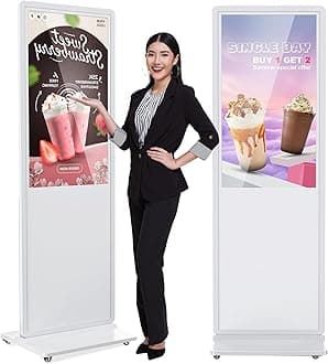 43 inch Indoor Digital Signage Touchscreen IPS Floor Standing Digital Kiosks Interactive Displays with WiFi HDMI/USB Input Auto AD Player, Android OS White