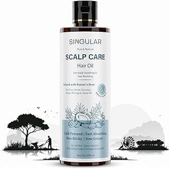 Singular Scalp Care Hair Oil for Itchy Scalp, Soothing & Sebum Control, Cold-Pressed with Tea Tree, Neem, Argan & More - 200ml