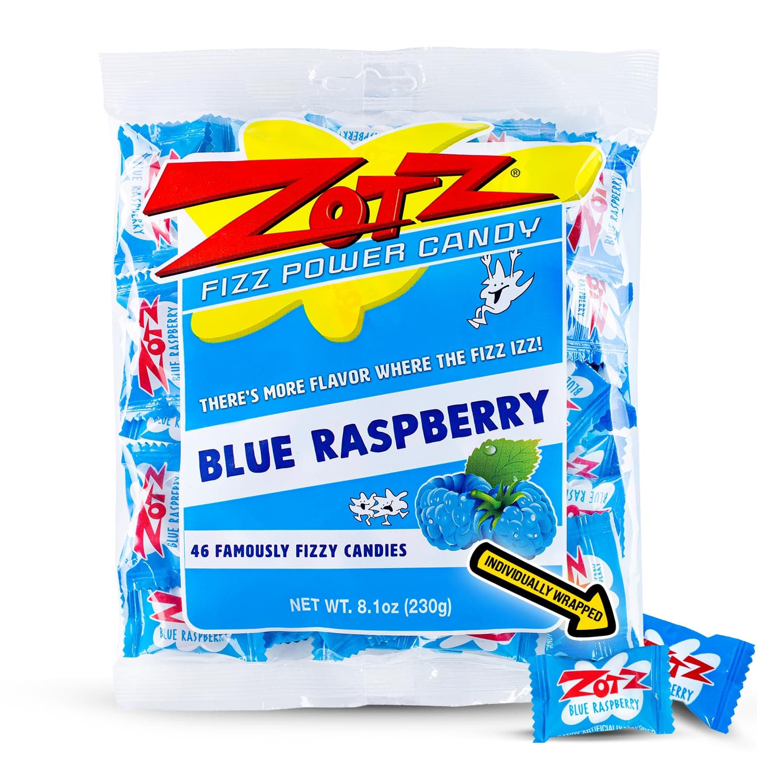 Old Fashioned Fruit Flavored Blue Raspberry Hard Candy, Individually Packaged Hard Candy - Stuffed Hard Candy - Gluten Free From Italy Since 1970 (46 Count Bag
