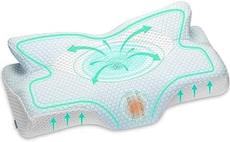 Elviros Cervical Memory Foam Pillow, Contour Pillows for Neck and Shoulder Pain, Ergonomic Orthopedic Sleeping Contoured Support Pillow Side Sleepers, Back Stomach Sleepers (Blue)