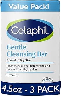 CETAPHIL Gentle Cleansing Bar , 4.5 oz Bar (Pack of 3) , Nourishing Cleansing Bar For Dry, Sensitive Skin , Non-Comedogenic , Non-Irritating for Sensitive Skin , Dermatologist Recommended Brand