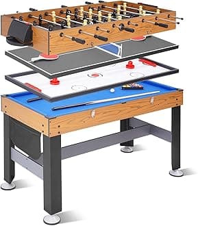 4-in-1 Multi Game Table, 54" Combination Game Table Set for Adults, Combo Game Table for Home, Game Room w/Soccer, Billiards Tabletop, Table Tennis, Hockey Tabletop