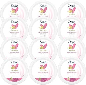 Dove Nourishing Body Care, Face, Hand & Body Beauty Cream for Normal to Dry Skin for Women with 24 Hour Hydration, 12 Pack, 2.53 oz Per Jar