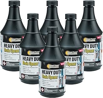 Professional Heavy Duty Drain Opener - Sink and Shower Drain Cleaner, Clog Remover and Deodorizer, Dissolves Hair and Grease Clogs, Ready to Use, Made in USA - 20 Fl Oz (Pack of 6)