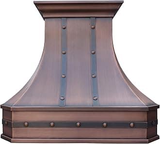 SINDA 30"W x 36"H Island Mount Classic Hammered Solid Copper Range Hood with High Airflow Cenrtifugal Blower, Stainless Steal Vent with Liner and Internal Motor, Baffle Filter, H3STRBCI3036