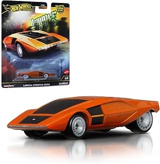 Premium Car Culture Collectible Toy Car, 1:64 Scale Die-Cast Lancia Stratos Zero, Hammer Drop Vehicle with Real Riders Tires, HRV77