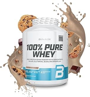 BioTechUSA 100% Pure Whey | Protein Powder with BCAA and Glutamine | Gluten-Free, Palm Oil Free | 21g Protein per Serving, 2.27 kg, Cookies & Cream