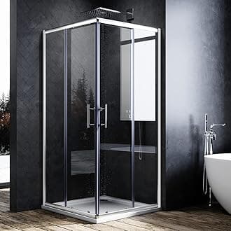 ELEGANT 900 x 900 Shower Enclosure Corner Entry Shower Cubicle and Tray Sliding Shower Doors with Tray