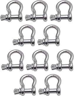 MarineNow Multi-Pack US Type 316 Stainless Steel Bow Shackle Over Size Screw Pin Anchor, Towing, Off Road Recovery