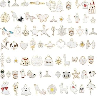 30pcs Enamel White Theme Charms Pendant Jewelry Making Bulk Lot Necklace Earrings Bracelet Craft Material