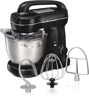 Electric Stand Mixer, 4 Quarts, Dough Hook, Flat Beater Attachments, Splash Guard 7 Speeds with Whisk, Easy-Carry Top Handle, Black