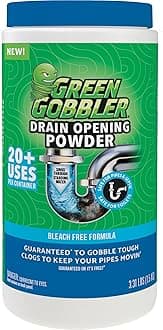 Green Gobbler Drain Clog Remover & Drain Cleaner Powder | 20+ Treatments | Drain Maintenance Breaks Down Grease, Paper, Fat & Oil | Septic Safe