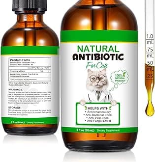 60ML Antibiotics for Cats, Premium Cat Antibiotics Supplement, Cats Multivitamin, Natural Antibiotic for Cats, Cat Antibiotic, Cat Antibiotics Supports Immune & Cats Allergy Relief-2 Fl Oz