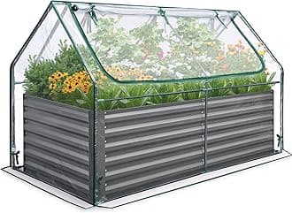 Raised Garden Bed Galvanized Raised Beds for Gardening Vegetables with Cover 6x3x2 ft Tall Metal Planter Box Outdoor Use (Clear)