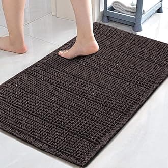 H.VERSAILTEX Upgraded Waffle Bath Mat Super Absorbent Non Slip Bath Rugs for Beside Tub, 20" x 32", Chocolate