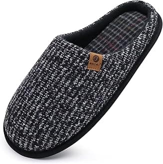 ONCAI Men's House Slippers Memory Foam Slip-On Warm Cozy Scuff Home Bedroom Shoes with Indoor/Outdoor Rubber Soles US Size 7-15