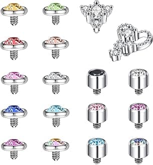 16G Stainless Steel Dermal Piercing Jewelry Diamond Dermal Anchor Tops CZ Skin Microdermal Piercing Jewelry for Men Women