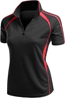 Women's Coolon 2 Tone Collar Zipup Polo T-Shirt
