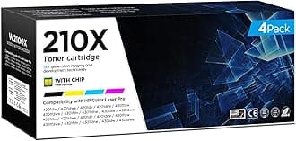 210X Toner Cartridges 4 Pack (with Chip) Compatible with HP 210X 210A W2101X W2102X W2103X for Color Laserjet Pro MFP 4301fdw 4301fdn Wireless Printer Pro 4201dw 4201dn Series Printers (Bk/C/M/Y)