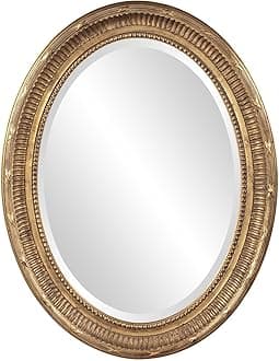 Howard Elliott Nero Oval Hanging Wall Or Vanity Mirror, 26 x 34 Inch, Rich Country Gold