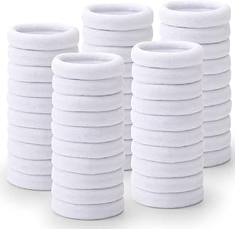 Bessrung Wuiil 100 Pcs Thick Seamless Brown Hair Ties, Ponytail Holders Hair Accessories No Damage for Thick Hair (White Colors)