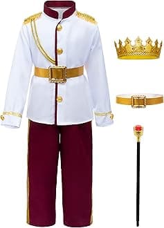 TOGROP Prince Charming Costume for Kids Boys Royal Prince King Outfit Party Cosplay 4-10 Years