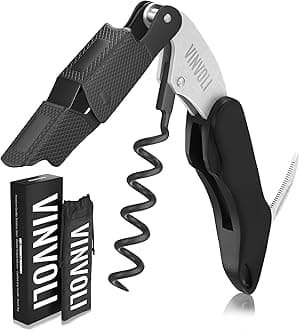 Professional Waiters Corkscrew - Multi-Functional 3-in-1 Cork Screw Bottle Opener - Wine Key With Wine Foil Cutter
