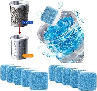 10Pcs Washing Machine Deep Cleaner Effervescent Tablet for All Company’s Front and Top Load Machine, Descaling Powder Tablet for Perfectly Cleaning of Tub & Drum Stain Remover Washer