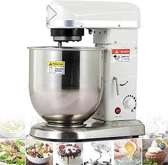 Professional Stand Mixer, 3 Speed 10L Mixing Bowl 500W Electric With Beater & Dough Hook, Commercial Kitchen Cake & Dough Mixer, White