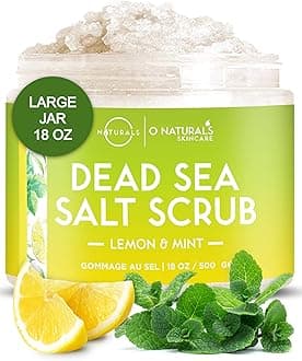 Lemon Mint Dead Sea Salt Body Scrub – Natural Body Exfoliator Scrub, Skin Exfoliating Products for Body & Feet, Foot Exfoliator Scrub, Hydrating Body Scrub