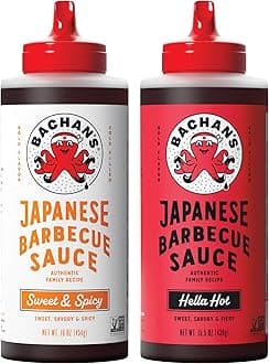Bachan's Japanese Barbecue Sauce 2 Pack - 1 Sweet & Spicy, 1 Hella Hot - BBQ Sauce for Wings, Chicken, Beef, Pork, Seafood, Noodles, and More. Non GMO, No Preservatives, BPA free