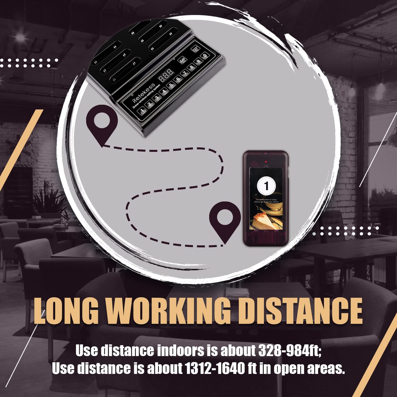 Retekess T112 Buzzers for Restaurant, Queue Wireless Calling System, 48 Hours Long Service Time, Stop Prompt, 1640 ft Long Range, 20 Church Nursery Pagers for Food Truck, Bars, Clubs