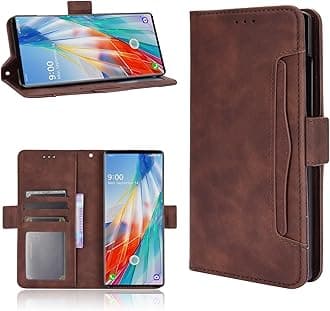 QiongNi Case for LG Wing 5G / LMF100TMK / LMF100VM1 / LMF100EMW / LMF100VMY / LMF100N Flip Pu Leather Case Cover Brown with Card Slot, Money Pocket