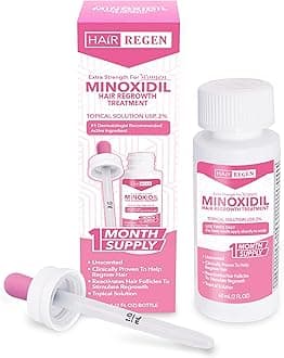 Hair Regen Liquid Minoxidil Women 2% Percent - Extra Strength Advanced Topical Solution for Regrowth Serum Drops - Clinically Proven Growth Treatment for Hers Hair Loss 1 Pack as 1 Month Supply Kit