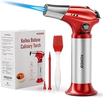 Kollea Kitchen Refillable Cooking Mini Creme Brulee Blow Torch Lighter with Safety Lock and Adjustable Flame for Desserts, BBQ, Soldering (Butane Gas Not Included)