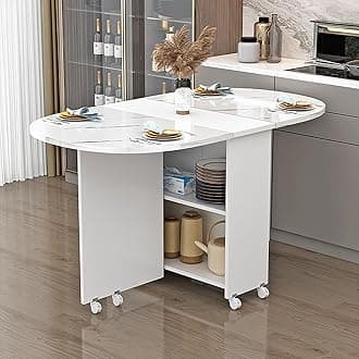 Folding Dining Table on Casters Retractable Dining Table Extendable Dining Table Seats 4-6 Movable Extendable Kitchen Table Kitchen Table Dining Table gateleg Table Space Saving (Color : J, Size : L