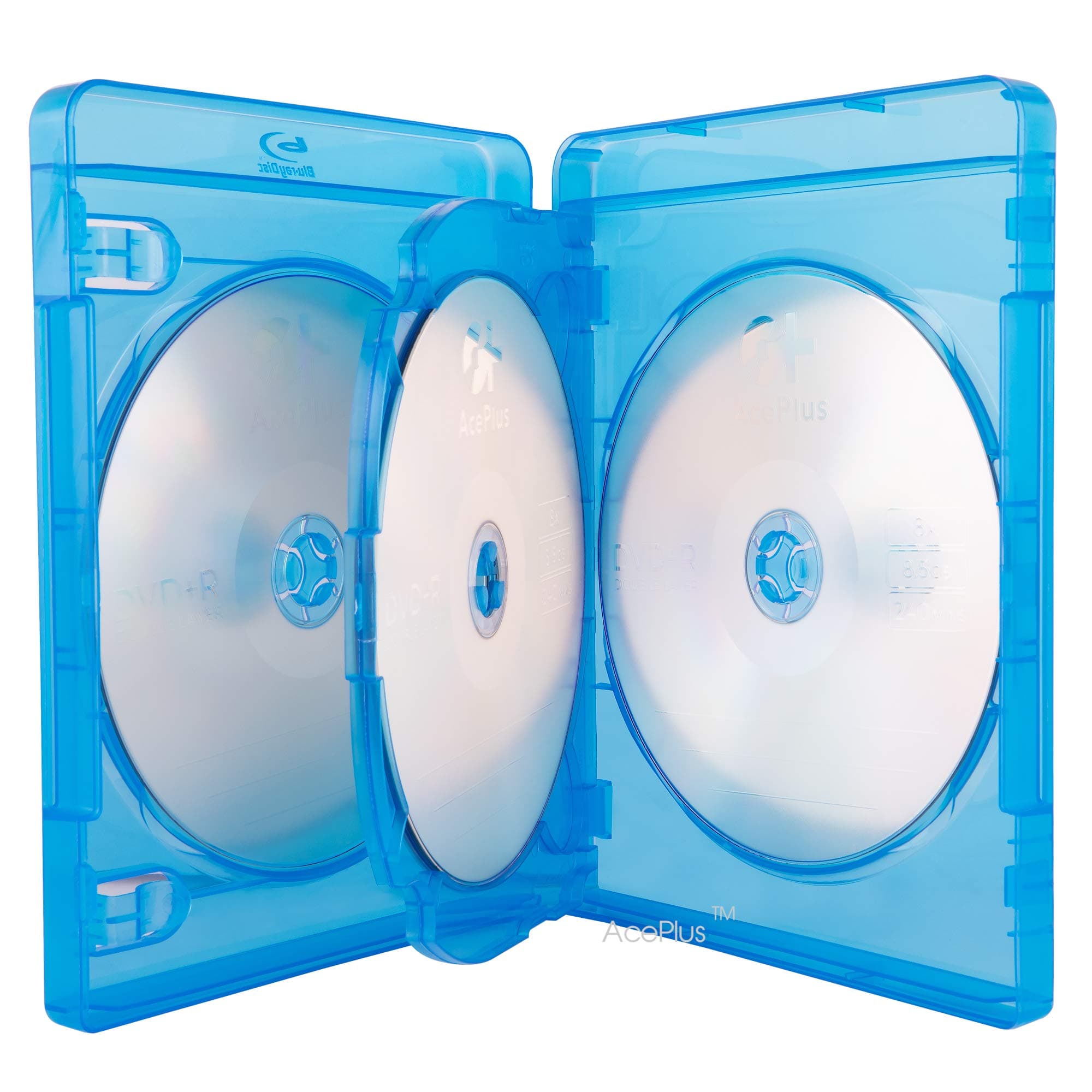 Blu-Ray Replacement Case Quad Multi 4-Disc Capacity in 22mm Extra Chubby Thickness with Logo (5-Pack)