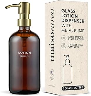 Soap Dispenser 1-Piece Set | 16.9oz Amber Bottles with Gold Stainless Steel Pump Core