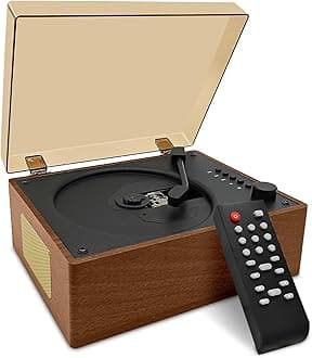 CD Player Portable with Speakers Bluetooth Desktop Knit Retro CD Player for Home Rechargeble Battery Small Vintage CD Player with Bluetooth Input, USB Playback, AUX in, Headphone Jack, Remote Control