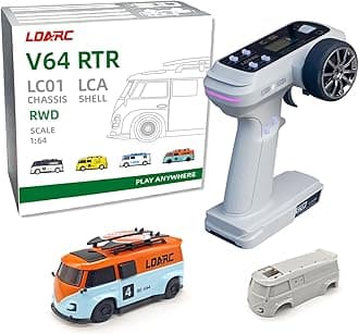 LDARC 1:64 Scale Mini RC Sports Car 2.4Ghz Ideal for Racing Enthusiasts, Racing Remote Contrl Cars Model with RGB Lights Comes with DIY Interchangeable Body Case（Orange）