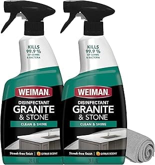 Weiman Disinfectant Granite Daily Clean & Shine (2 Pack with Polishing Cloth) Safely Clean Disinfect and Shine Granite Marble Soapstone Quartz Quartzite Slate Limestone Corian Laminate Tile Countertop