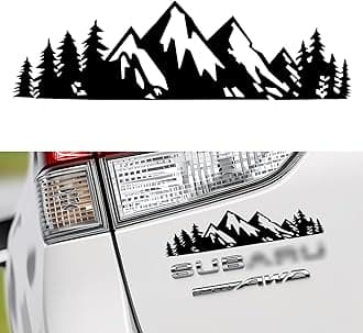 SINGARO Vinyl Snow Mountain Tree Decal Sticker, Trunk Logo Decal Sticker, Car Exterior Accessories(Black)