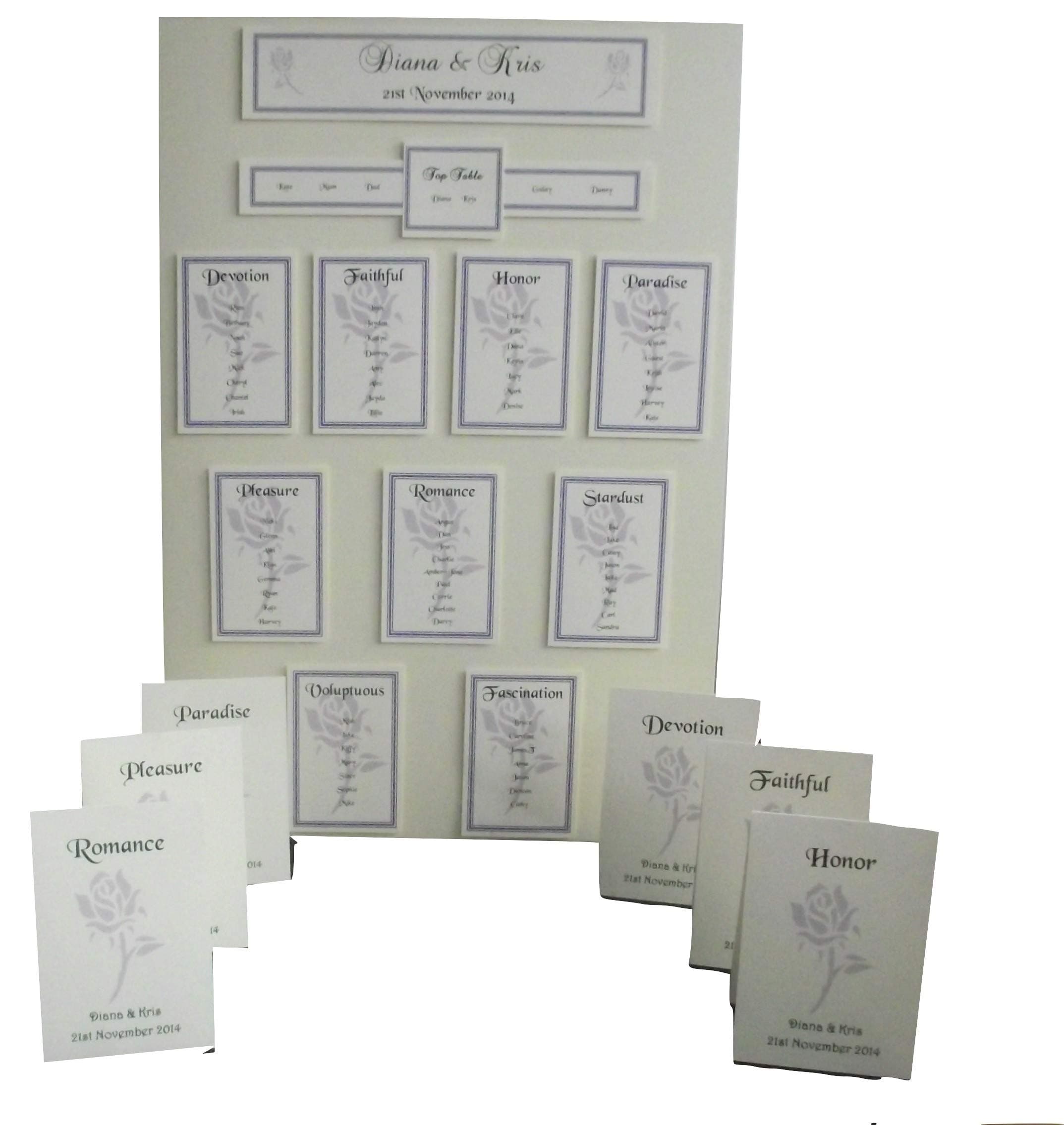 Personalised Wedding Seating Plan Table Planner Rose A2 / A3 (A2)