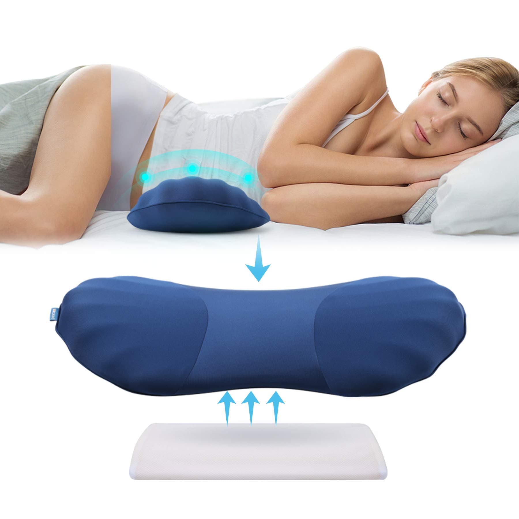 RESTCLOUD Adjustable Lumbar Support Pillow for Sleeping Memory Foam Back for Lower Pain Relief for Sleeping for Bed and Chair